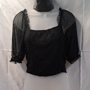 Elegant Black Sheer Women's Top